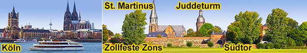 Tagesausflüge mit dem Schiff ab Köln nach Zons und Monheim am Rhein